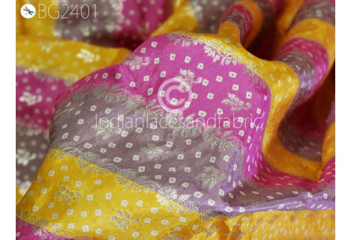 Indian Multicolor Wedding Dresses Brocade by the yard Banarasi Sewing Boutique Material Costumes DIY Crafting Draperies Cushions Pillowcases Skirts