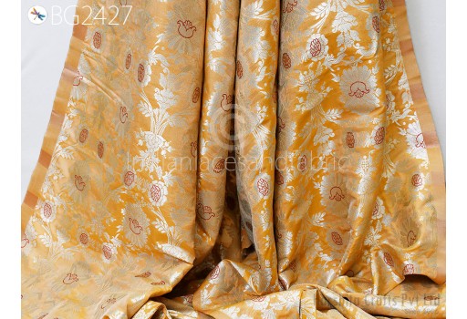 Sewing Crafting Indian Light Brown Brocade by the Yard Pure Katan Banarasi Wedding Dress Costume Material Men Vest Jacket Curtains Upholstery