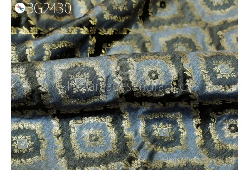 Dress Costumes Material Grey Brocade Fabric by the Yard Wedding Skirt Jackets Indian Blended Banarasi Sewing Home Décor Crafting