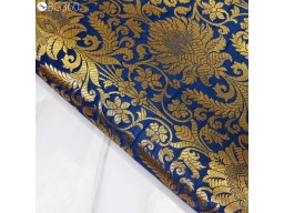 Navy Blue Gold Weaving Banarasi Silk Wedding Dress Brocade by the Yard gown making festive wear boutique material Lehenga Making christmas supplies clothing accessories