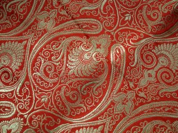 Red Brocade by the Yard Wedding Dress Fabric Banarasi Blended Silk Home Decor Table Runner Jacket Sofa Cover boutique Material Home Decoration Bed Sheets sewing accessories