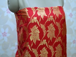Blended Silk Banarasi Fabric Red and Gold Lehenga Wedding Dress Costume Brocade Bridal Clutches fashion blogger boutique Material Fabric By The Yard Bed Cover
