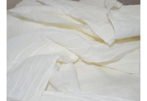 Ivory Soft Crinkle Cotton For Summer Blouses Draped Undyed and perfect for dyeing experiments Dress Material Fabric