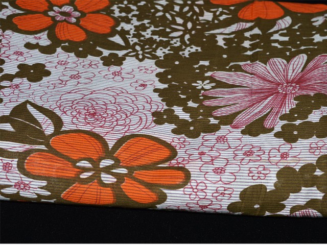 Orange Floral Screen Printed Indian Pure Soft Cotton Fabric By The Yard Summer Dresses Tunics Quilting Sewing Crafting Baby Nursery Cribs Curtains Home Decor Fabric