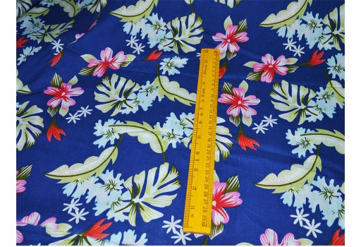 2.25 Meter Floral Print Indian Screen Printed Girl Summer Dresses Soft Cotton Fabric Nursery Cribs Quilting Sewing Crafting Clothing Cushion Cover Curtains Home Decor Fabric