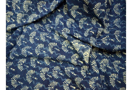 Indian Fabric Indigo Blue Cotton Fabric Indigo Cotton by the yard Fabric Vegetable dyed Hand Block Printed Cotton block print cotton fabric 