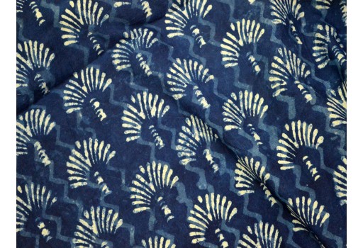 Indian Fabric Indigo Blue Cotton Fabric Indigo Cotton by the yard Fabric Vegetable dyed Hand Block Printed Cotton block print cotton fabric 