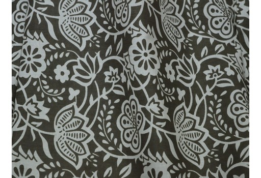 Brown Indian Floral Printed Summer Dresses Soft Cotton Fabric