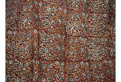 Rust Red Quilting Indian floral Hand Block Print Soft Cotton Fabric by the yard Costume Summer dresses kids Crafting Drapery Apparel Nursery