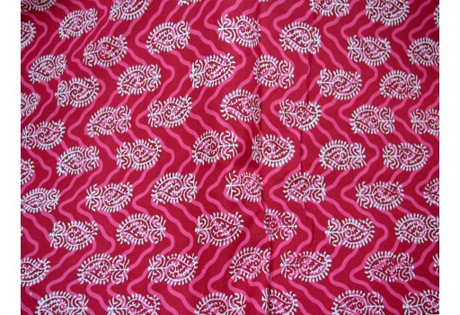 Indian Magenta Hand Block Printed fabric by Yard Summer Dresses Pure Cotton Sewing Crafting Drapery Apparel Baby Nursery Curtains Quilting Fabric