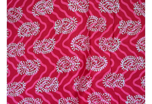 Indian Magenta Hand Block Printed fabric by Yard Summer Dresses Pure Cotton Sewing Crafting Drapery Apparel Baby Nursery Curtains Quilting Fabric