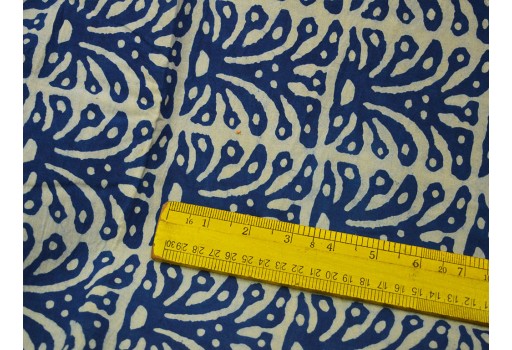 Indian Indigo blue floral quilting hand block printed cotton fabric by yard sewing crafting drapes curtains summer women kids apparel skirts kaftans home décor hand bags fabric