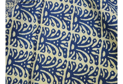 Indian Indigo blue floral quilting hand block printed cotton fabric by yard sewing crafting drapes curtains summer women kids apparel skirts kaftans home décor hand bags fabric