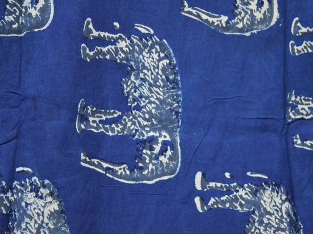 Elephant print Indian quilting Indigo blue floral hand block printed cotton fabric by yard sewing crafting drapes curtains summer women kids apparel skirts kaftans home décor fabric