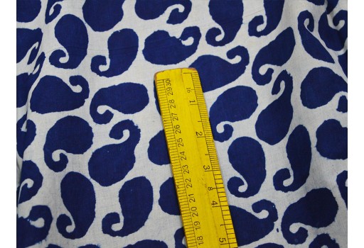 Paisley Indigo blue floral quilting Indian hand block printed cotton fabric by yard sewing crafting drapes curtains summer women kids apparel skirts kaftans home décor hand bags fabric