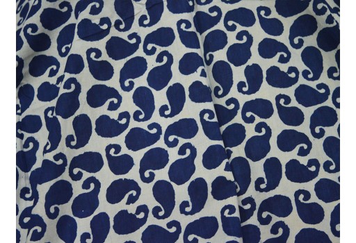Paisley Indigo blue floral quilting Indian hand block printed cotton fabric by yard sewing crafting drapes curtains summer women kids apparel skirts kaftans home décor hand bags fabric