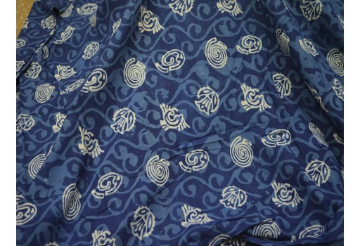 Indigo blue floral quilting Indian hand block printed cotton fabric by yard sewing crafting drapes curtains summer women kids apparel skirts kaftans home décor hand bags fabric