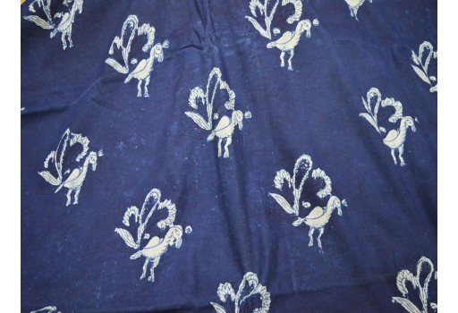 Peacock Floral print quilting indigo blue Indian hand block printed cotton fabric by yard sewing crafting drapes curtains summer women kids apparel skirts kaftans hand bags fabric
