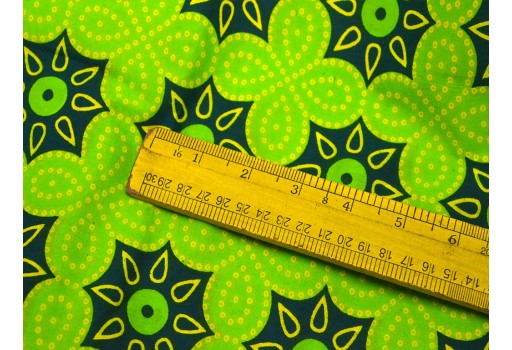 Print Indian Cotton Fabric By The Yard Cotton Fabric Green Printed Cotton Fabric For Dress Nursery Quilting Crafting Sewing Kids Wear Fabric Home Furnishing Table Runner