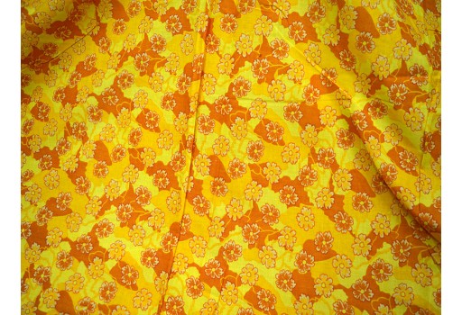 Yellow Indian Floral Printed Summer Dresses Soft Cotton Fabric By Yard Nursery Cribs Quilting Sewing Crafting Clothing Boho Dresses Home Decor Table Runner Cushion Covers