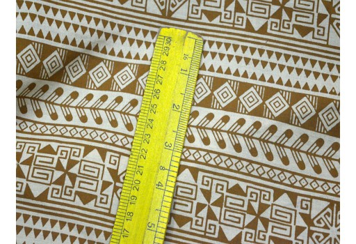 Boho Fabric Geometric Fabric Geometric Brown Print Cotton Apparel Fabric Indian Cotton Fabric By The Yard Dress Fabric Indian Cotton Fabric Home Decor Table Runner Cushion Covers