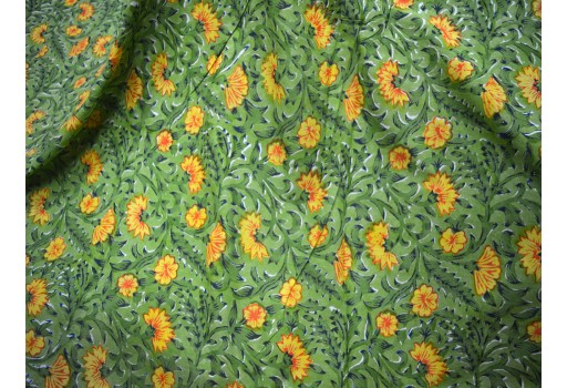 Green Color IndianFloral Fabric by Yard Soft and stylish Cotton Fabric Apparels women Dress Block Printed Quilting Sewing Crafting accessory