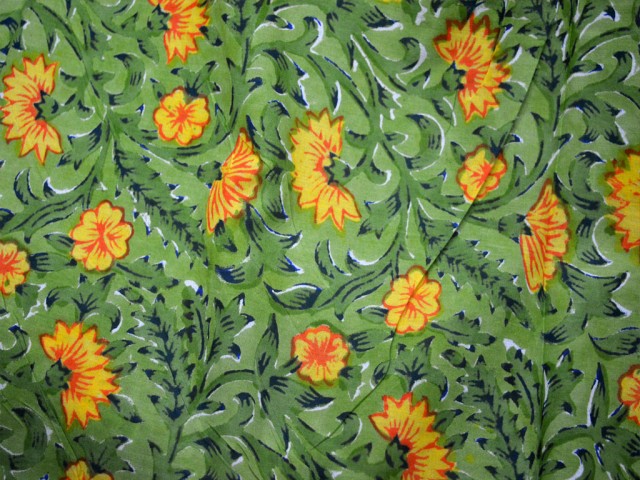Green Color IndianFloral Fabric by Yard Soft and stylish Cotton Fabric Apparels women Dress Block Printed Quilting Sewing Crafting accessory