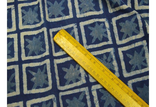 Indian hand block printed vegetable dye fabric by the yard summer women dress indigo blue sewing crafting baby nursery drapes curtain apparel clutches home décor fabric
