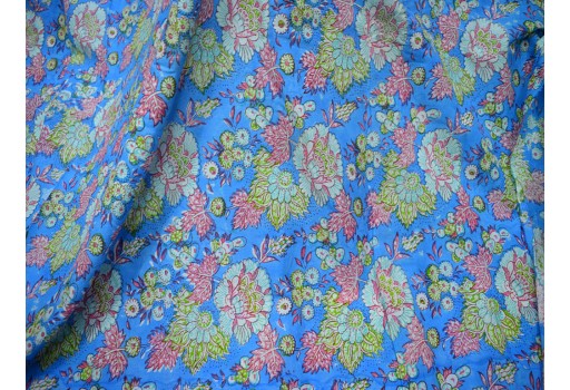 Blue Indian Hand Block Print Sewing Soft Cotton Fabric by the yard Quilting Dressmaking Nursery Crafting Curtains Summer Women Kids Apparels