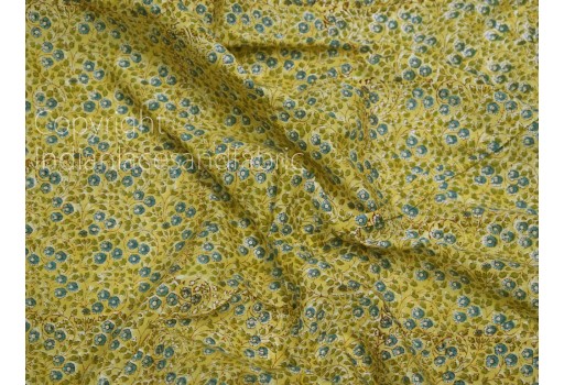 Yellow Indian Quilting Block Stamp Print Soft Cotton Fabric Yardage Summer Dress Shorts Kids Sleepwear Pajamas Sewing Craft Kitchen Curtain