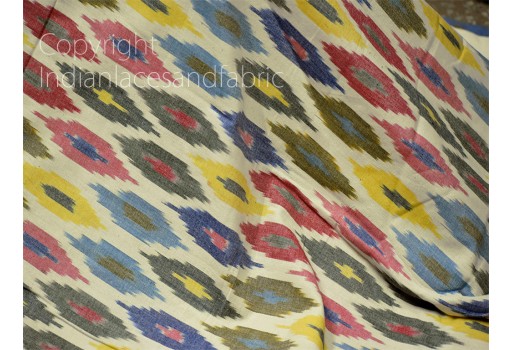 Handloom Indian Ikat Cotton fabric sold by yard Handwoven Yarn Dyed Kids Summer Dresses Home Furnishing Cushions Curtains Pillows Apparel