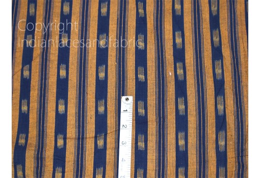 Blue Ikat Cotton Fabric by the yard Indian Handloom Upholstery Handwoven Quilting Sewing Crafting Summer Dress Cushion Pillow Apparel Fabric