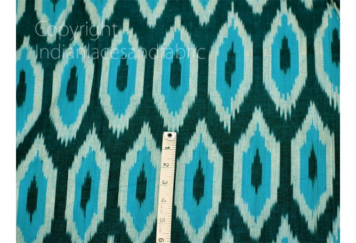 Blue Indian Ikat Cotton fabric sold by yard Handwoven Yarn Dyed Kids Summer Dress Handloom Home Furnishing Cushions Curtains Pillows Apparel