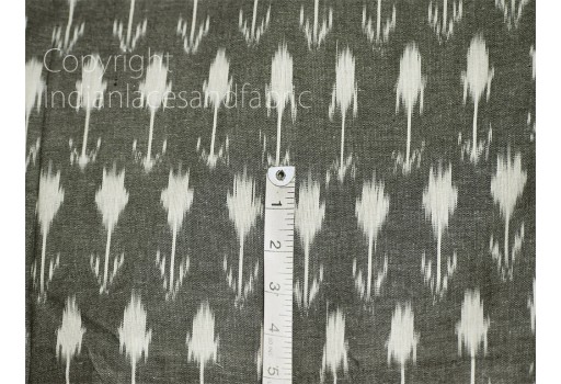 Grey Ikat Cotton Fabric by the yard Indian Handloom Upholstery Handwoven Quilting Sewing Crafting Summer Dress Cushion Pillow Apparel Fabric
