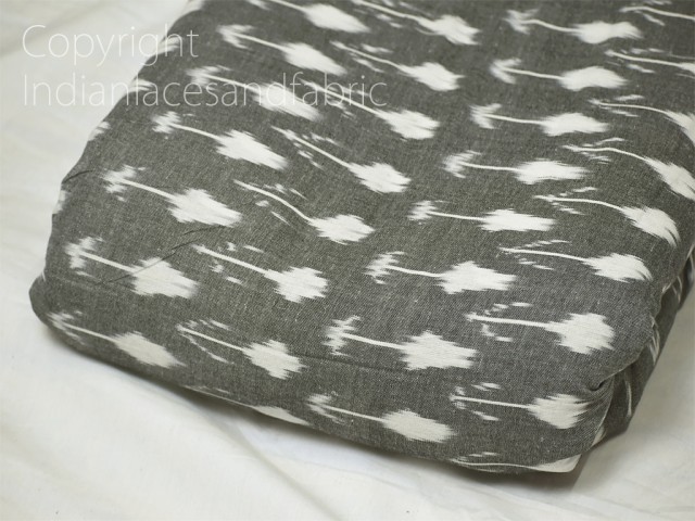 Grey Ikat Cotton Fabric by the yard Indian Handloom Upholstery Handwoven Quilting Sewing Crafting Summer Dress Cushion Pillow Apparel Fabric