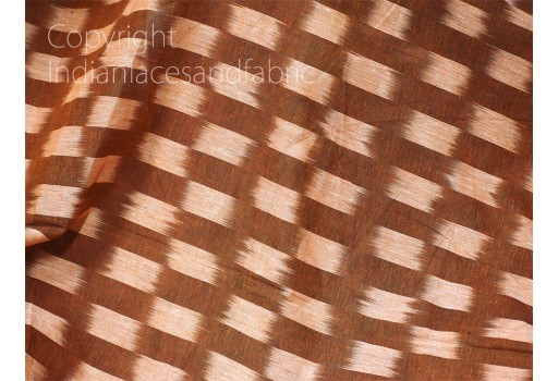 Brown Indian Ikat Cotton Fabric by yard Homespun Handwoven Cushion Covers Crafting Summer Women Pajamas Kids Shorts Sewing Kitchen Curtains