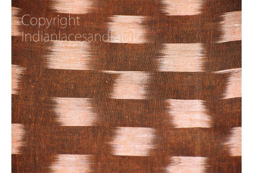 Brown Indian Ikat Cotton Fabric by yard Homespun Handwoven Cushion Covers Crafting Summer Women Pajamas Kids Shorts Sewing Kitchen Curtains