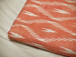 Peach Ikat Cotton Fabric by yard Homespun Indian Handloom Quilting Sewing Crafting Women Kids Summer Dresses Cushions Home Decor Draperies