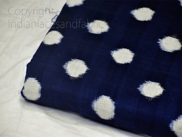 Navy Blue Ikat Fabric Yardage Handloom Upholstery Fabric Cotton sold by yard Double Ikat Home Decor Yarn Dyed Quilting Draperies Pillowcases