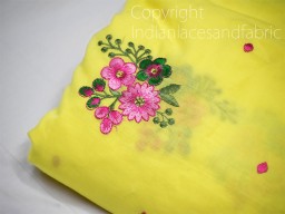 Indian Embroidered Cotton Fabric by the Yard Embroidery Quilting Crafting Sewing Nursery Drapery Kids Women Summer Dress Home Decor Apparels Pillow Cushion Cover Making