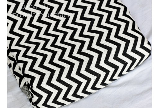 Indian black chevron jacquard upholstery cotton fabric sold by the yard woven textile home decor bedcovers craft supplies draperies cushions cover curtains fabric
