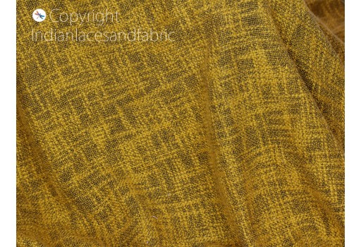 Mustard yellow Indian tweed woven wool blend fabric sold by the yard textile for designers home decor bed covers DIY crafting coat cushions cover mat shrugs making fabric