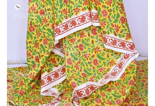 Red block printed Indian soft cotton fabric by the yard hand stamped summer dresses girls women sewing crafting drapery apparel quilting cushion cover shrugs making fabric