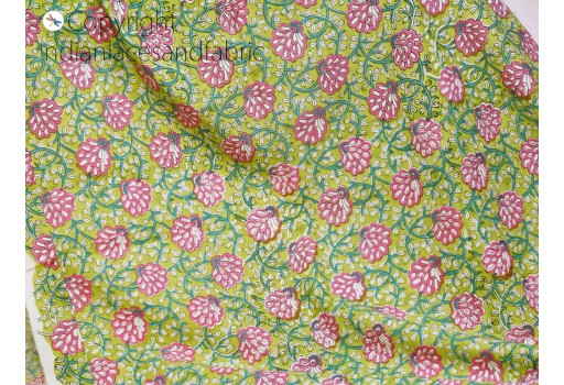 Indian pink hand stamped block print cotton fabric yardage summer dresses kids sewing crafting making maternity apparel nightgown quilting baby nursery cloths fabric