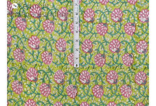 Indian pink hand stamped block print cotton fabric yardage summer dresses kids sewing crafting making maternity apparel nightgown quilting baby nursery cloths fabric