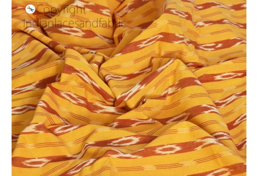 Indian yellow ikat cotton fabric yardage handloom fabric sold by yard summer dresses material home décor yarn dyed remnant table runners kitchen curtain cushion cover fabric