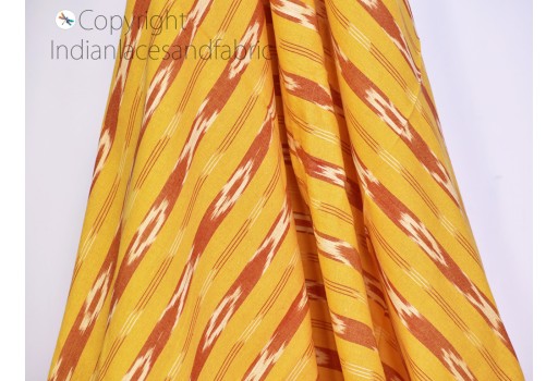 Indian yellow ikat cotton fabric yardage handloom fabric sold by yard summer dresses material home décor yarn dyed remnant table runners kitchen curtain cushion cover fabric