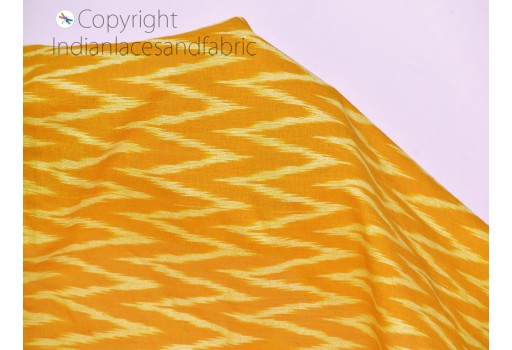 Indian marigold yellow ikat cotton fabric by yard homespun handwoven cushions crafting summer women pajamas shorts sewing kitchen curtain table runner pillow cover fabric