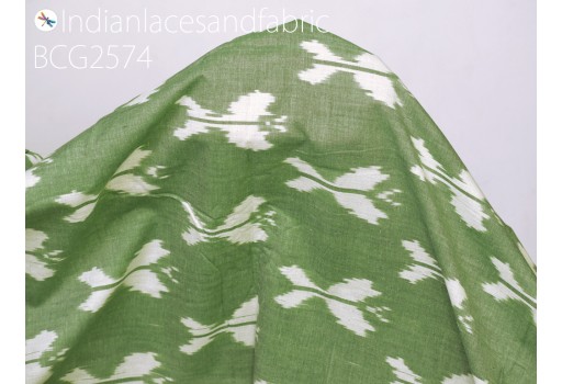 Indian green ikat fabric yardage handloom cotton sold by yard ikat summer dresses material kaftans home decor tablecloth drapery cushions curtains clutches upholstery
