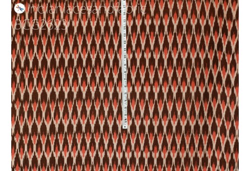 Indian Brown Ikat Fabric Yardage Cotton sold by yard Handloom Sewing Dresses Crafting Home Decor Bedcovers Tablecloth Drapery Pillowcases Cushions Curtains Furnishing Fabric
